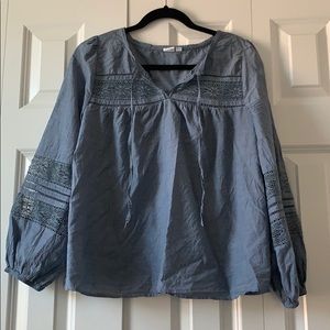 GAP Tops - Gap Lace Chambray Peasant Blouse GAP Tops - Gap Lace Chambray Peasant Blouse